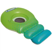 bouée gonflable vert bleu avec filet fauteuil gonflable