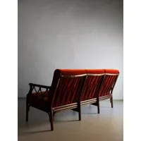 canapé en rotin foncé | lit de jour bambou 3 places velours rouge ancien