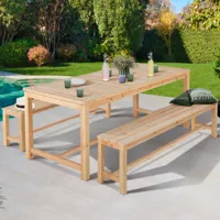 table de jardin en bois avec banc 8 places