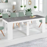 table console extensible bois blanc et effet béton : 10 personnes
