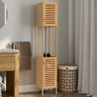 meuble colonne salle de bain bambou bea 2 portes