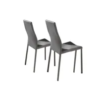lot de 2 chaises design hellen polyuréthane façon cuir taupe pieds écopelle taupe.