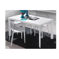 table repas extensible tecno 130 x 80 cm en polymère blanc et aluminium laqué blanc