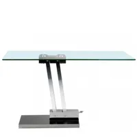 table basse relevable bravo en verre transparent structure chromée