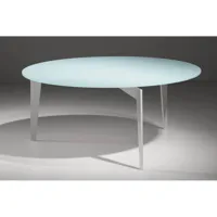 table basse ronde miky en verre blanc