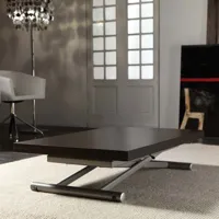 table basse relevable extensible lift wood wengé piètement acier coloris aluminium 110 x 70 cm