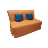 canapé bz convertible flo orange 140*200cm matelas confort bultex