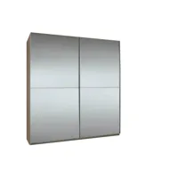 dressing clapton 135 cm façade 2 portes coulissantes miroirs structure chêne