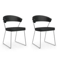 lot de 2 chaises new york design italienne  en cuir noir