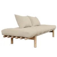 méridienne futon pace en pin coloris beige couchage 75*200 cm.
