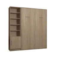 composition armoire lit escamotable smart-v2 chêne naturel couchage 160 x 200 cm