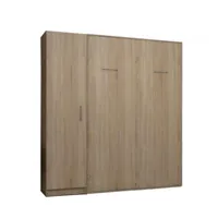 composition armoire lit escamotable smart-v2 chêne naturel couchage 160 x 200 cm colonne armoire