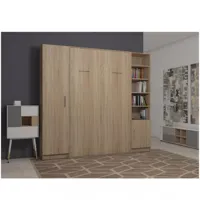 composition armoire lit escamotable smart-v2 chêne naturel couchage 140 x 200 cm