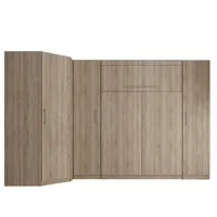 composition armoire lit escamotable angle lutecia chêne 350*100 cm couchage 140*190 cm