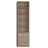 armoire de rangement bibliothèque + 3 tiroirs coloris taupe mat largeur 50 cm