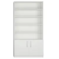 armoire 2 portes basses + bibliothèque largeur 100 cm coloris blanc mat