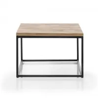 table basse industrielle rectangulaire 70 cm sacy en chêne massif et métal