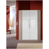 armoire d'angle dressing gaby chêne 2 portes laquées blanc 95 x 95 cm