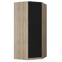 armoire d'angle dressing key  chêne 1 porte noir mat 100 x 100 cm