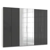 armoire penderie lisea 4 portes verre anthracite 2 portes miroir 300 x 236 cm ht