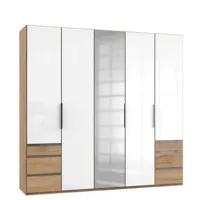 armoire rangement lisea 5 portes 6 tiroirs verre blanc 250 x 236 cm ht