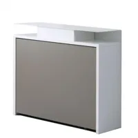 console extensible design balto plus avec tables dépliables gris taupe/chaises intégrées gris taupe/structure blanc
