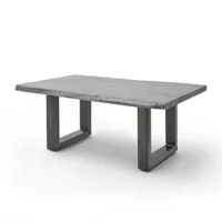 table basse claren plateau 110 en acacia massif laqué gris piétement u acier vintage