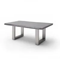 table basse claren plateau 110 en acacia laqué gris piétement u acier brossé
