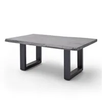 table basse claren plateau 110 en acacia laqué gris piétement u laqué anthracite