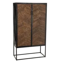 meuble de rangement jeno métal/bois de manguier noir et marron