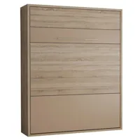 armoire lit escamotable mykonos chêne naturel / beige couchage 160*200 cm.