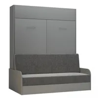 armoire lit escamotable dynamo sofa accoudoirs structure gris mat canapé gris couchage 160*200