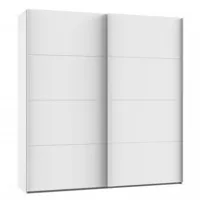 armoire portes coulissantes ronna blanc poignées aluminium mat largeur 135 cm