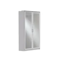 armoire d'angle laval miroir décor béton et blanc 2 portes
