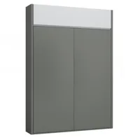 armoire lit escamotable aladyno gris mat bandeau blanc mat 140*200 cm