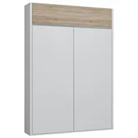 armoire lit escamotable aladyno blanc mat bandeau blanc chêne 140*200 cm