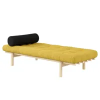 méridienne futon next en pin massif coloris miel couchage 75 x 200 cm