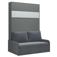 armoire lit escamotable bermudes sofa gris bandeau blanc canapé gris 140*200 cm