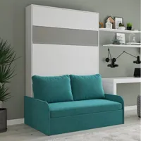 armoire lit escamotable bermudes sofa blanc bandeau gris canapé bleu 140*200 cm