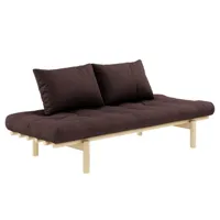 méridienne futon pace en pin coloris marron couchage 75*200 cm.