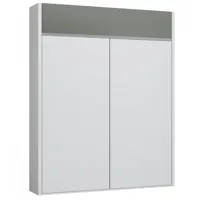 armoire lit escamotable aladyno blanc mat bandeau gris mat 160*200 cm