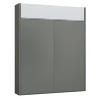 armoire lit escamotable aladyno gris mat bandeau blanc mat 160*200 cm