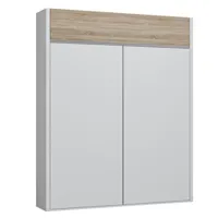armoire lit escamotable aladyno blanc mat bandeau blanc chêne 160*200 cm