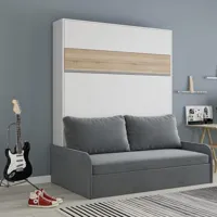 armoire lit escamotable bermudes sofa blanc bandeau chêne canapé gris 160*200 cm