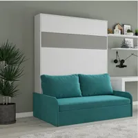 armoire lit escamotable bermudes sofa blanc bandeau gris canapé bleu 160*200 cm