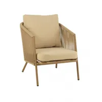 fauteuil de jardin elisa en aluminium et corde beige
