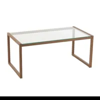 livie table de salon rectangulaire métal et verre marron