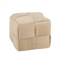 pouf corie carré 1 personne textile/ bois  beige