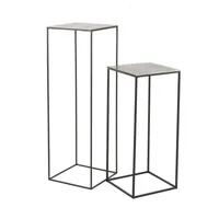 set de 2 tables gigognes carrées nizi en aluminium argent / noir