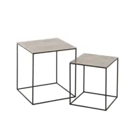 set de 2 tables gigognes basse carrée  nizi en aluminium argent / noir